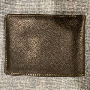 Vintage Perry Ellis Portfolio Black Genuine Leather Bifold Wallet Mens